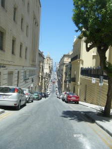 Hilly streets of Valletta, Malta